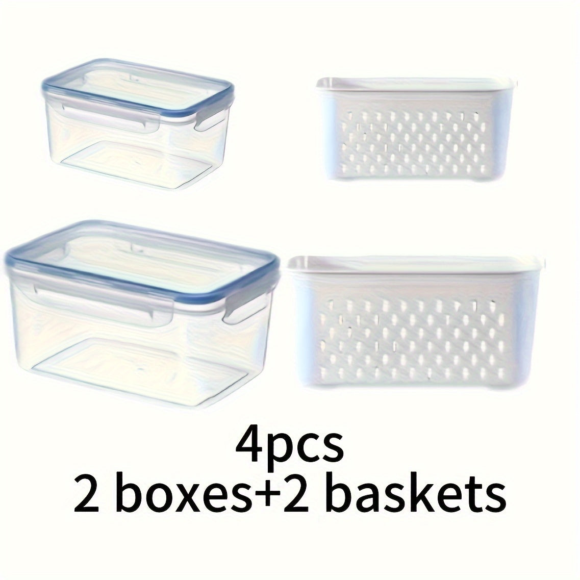 4/6 Pcs BPA-Free Polypropylene Refrigerator Organizer Sets with Removable Drain Basket