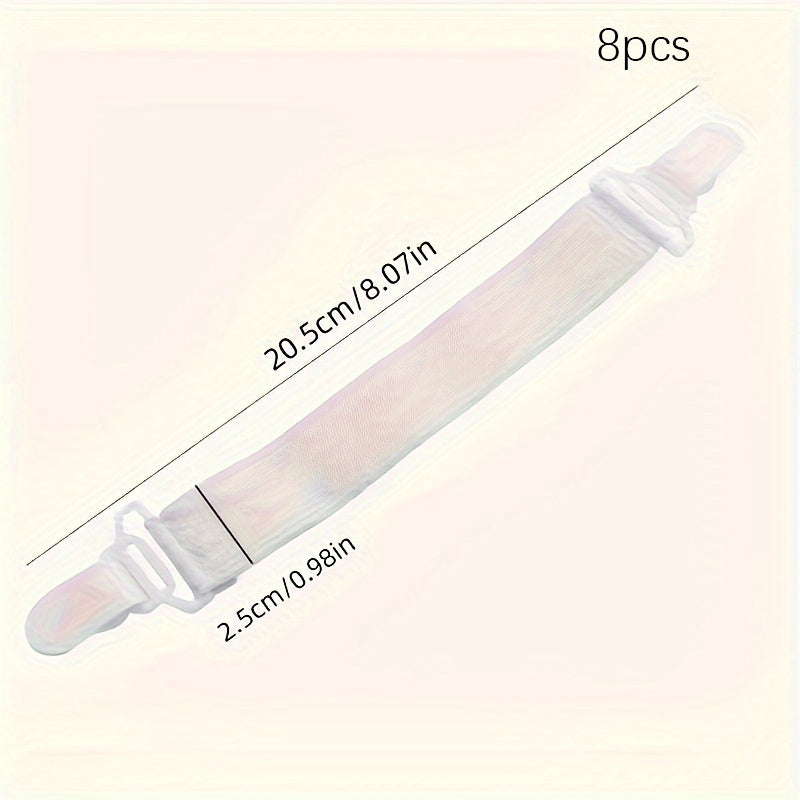 Set of 8 White Plastic Sheet Holders with Elastic Clips for Bedding and Art Storage