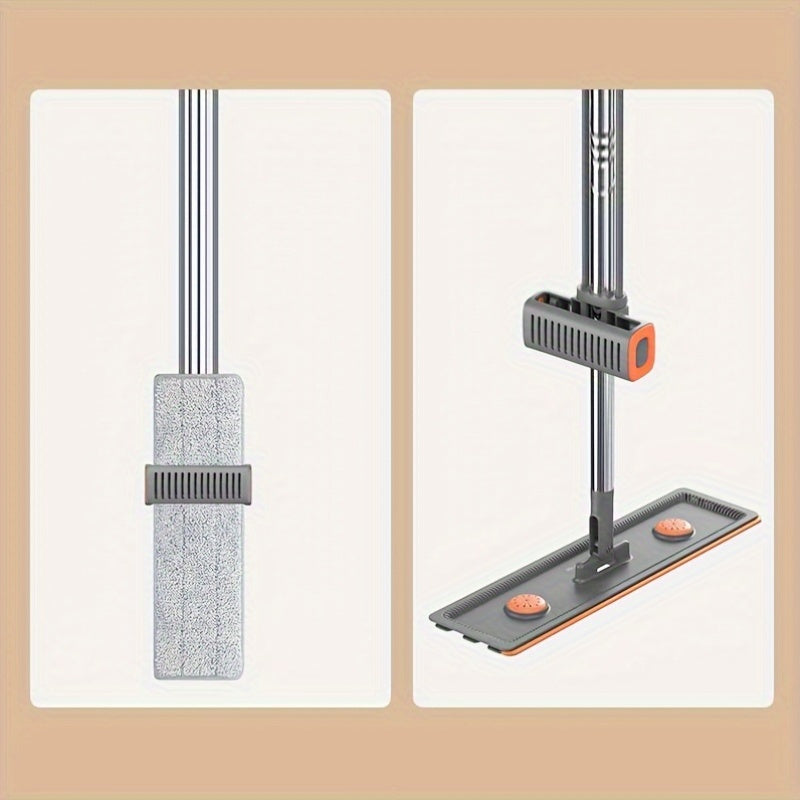 Yassi mop va bukletli kova to'plami, aylanadigan bosh va qayta ishlatiladigan mato bilan