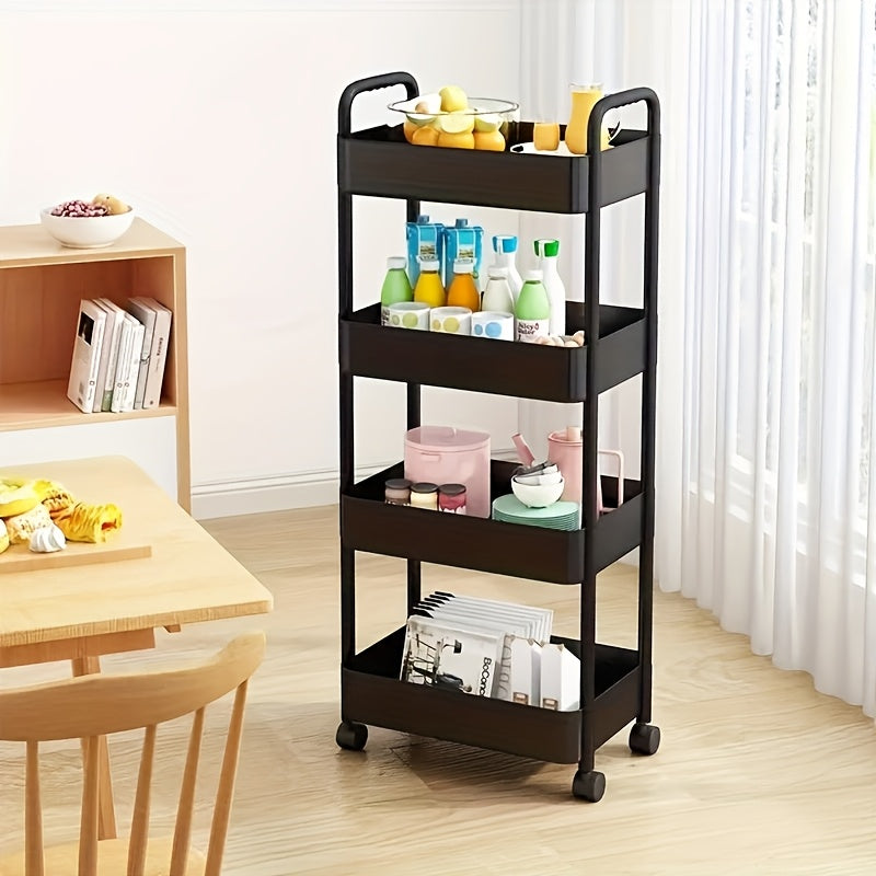Multi-Tier Plastic Utility Cart with Wheels for Kitchen Bathroom Bedroom Office