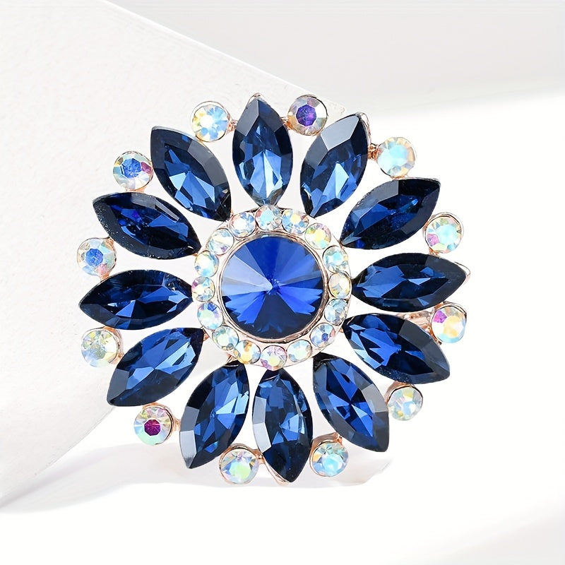 Rhinestone Brooch Pin with Colorful Flower Design for Men and Women Elegant Jewelry
