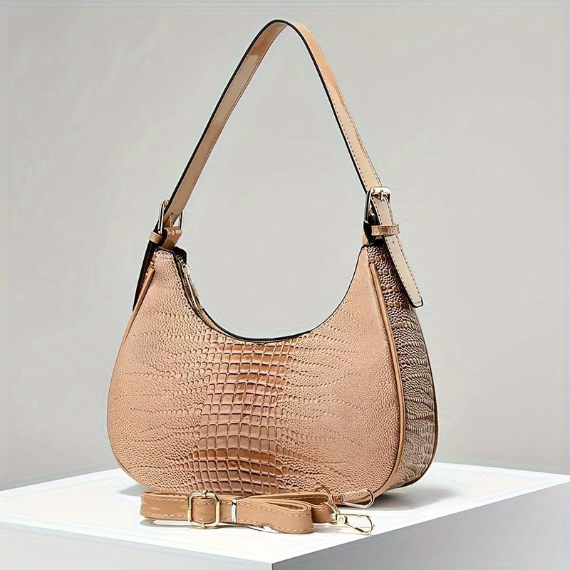 Women's Crossbody Bag with Crocodile Pattern Embossed PU Leather