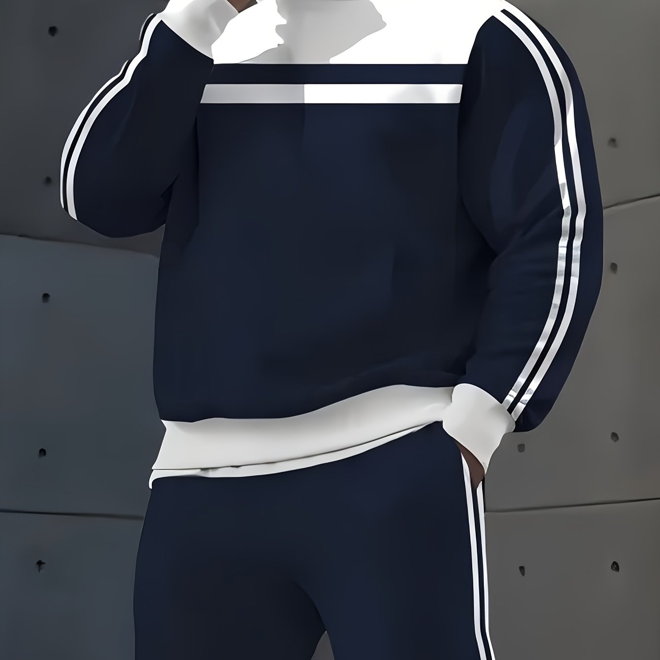 Men's Harajuku Style Casual Hooded Sweatshirt Two-Tone Color Block Polyester Loose Fit Spring Fall Jogging