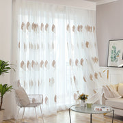 Sheer Leaf Embroidered Curtain with Rod Pocket for Living Room or Bedroom