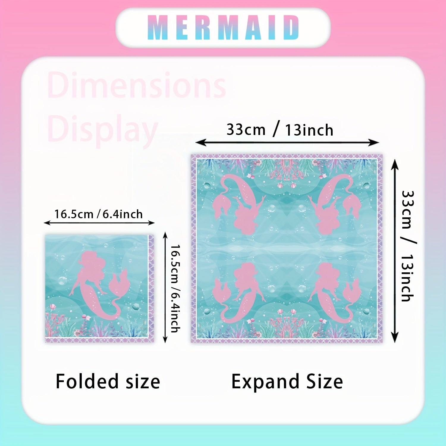Servilletas de fiesta de sirena, juego de papel desechable para decoraciones de cumpleaños de niñas