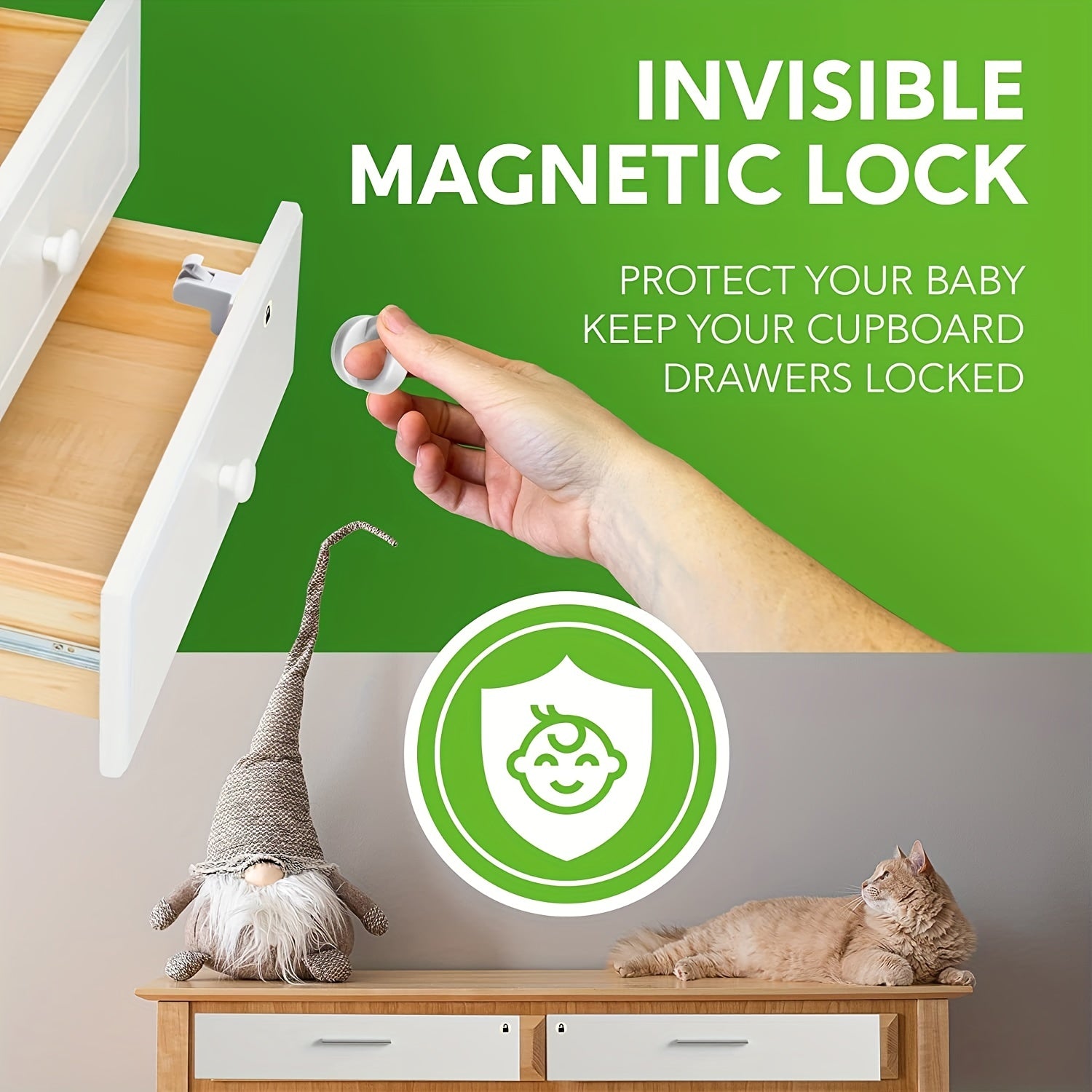 Baby Safety Locks with 10 Magnetic Locks and 2 Keys for Childproofing