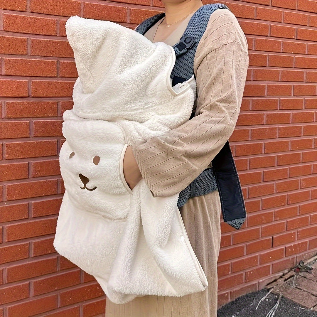 Manta cálida para niños en color caqui y marfil de franela para lactancia y uso en invierno