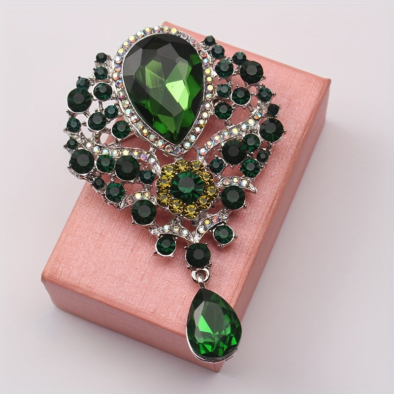 Vintage European Crystal Rhinestone Brooch Pin for Women Elegant Jewelry