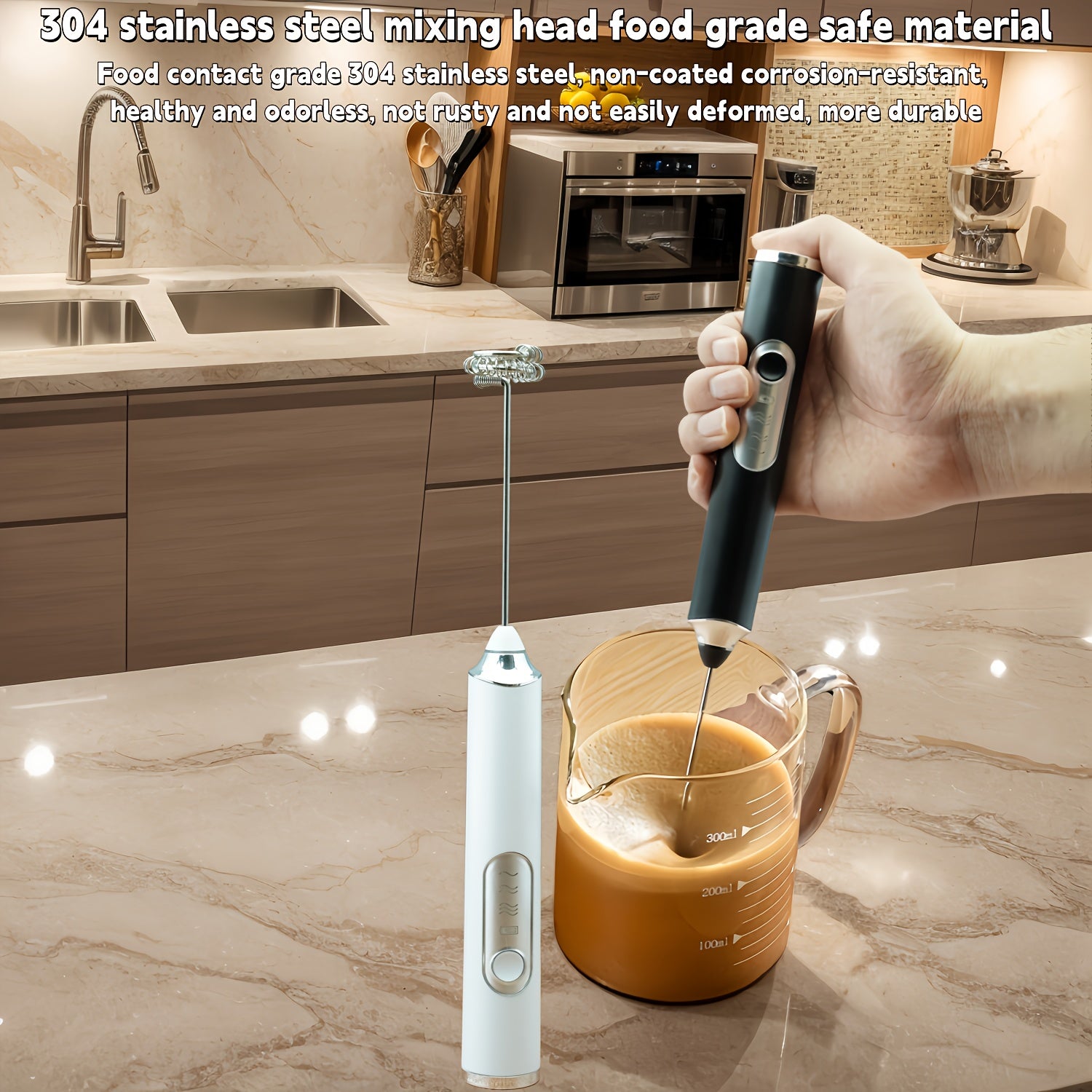 Mini Electric Milk Frother Handheld Wireless USB Rechargeable Coffee Whisk