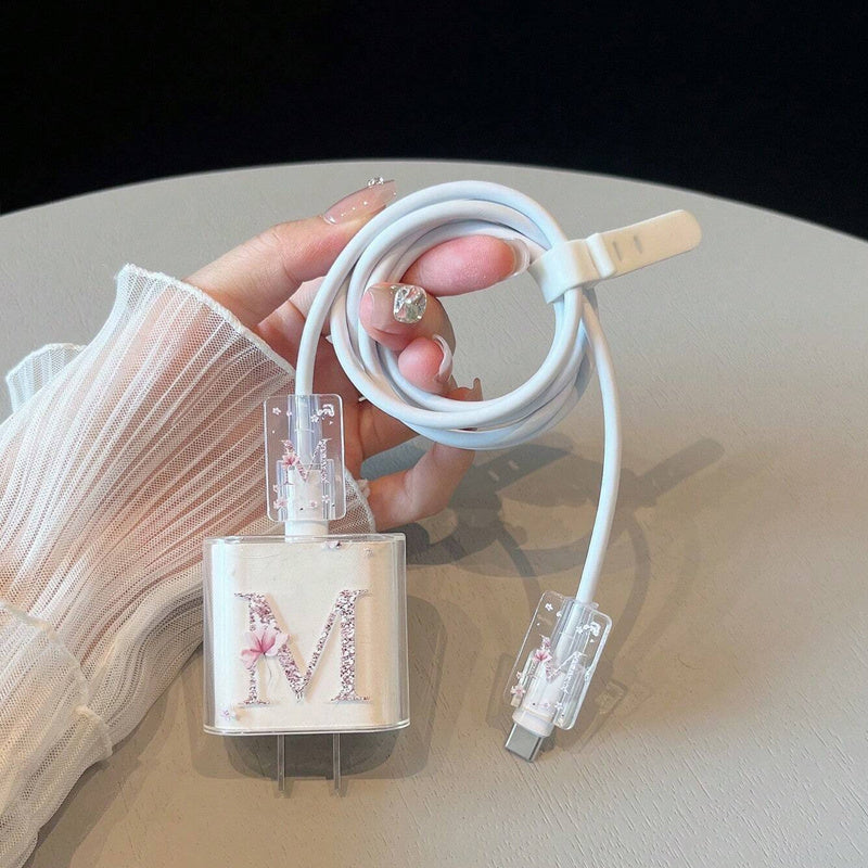 5-Piece Multicolor TPU Phone Case Bundle with Data Cable Tie and Fast Charger Adapter Compatible with iPhone X to 16 Pro Max