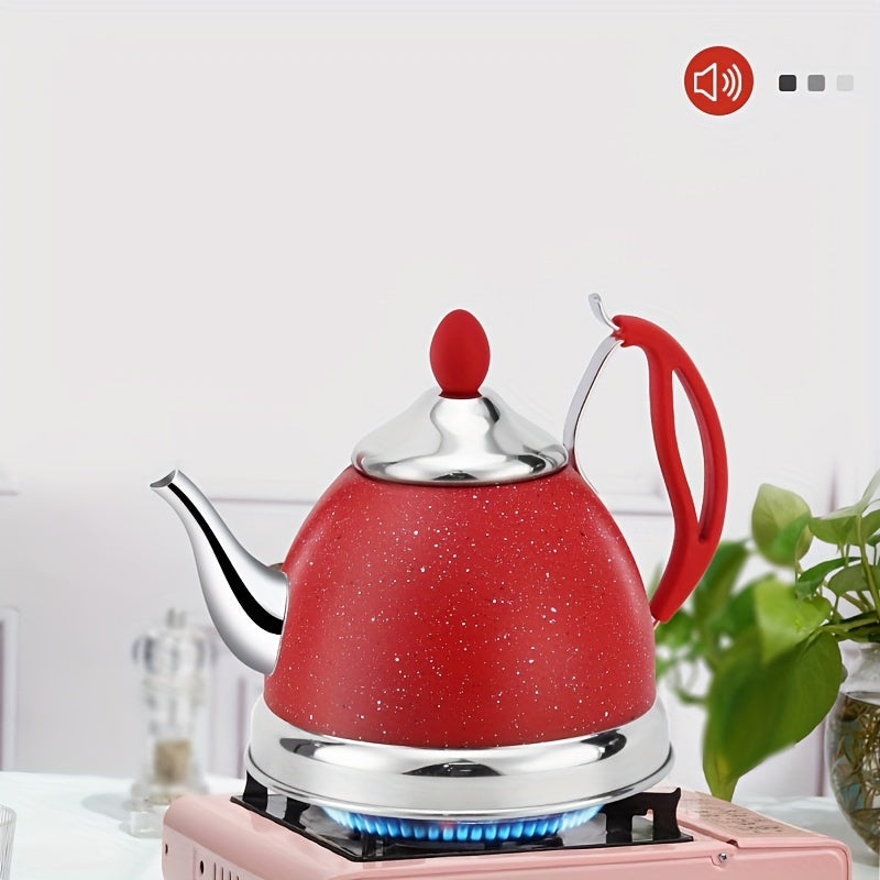 Hervidor de té de acero inoxidable de 1L con infusor para cocina de gas, llama abierta
