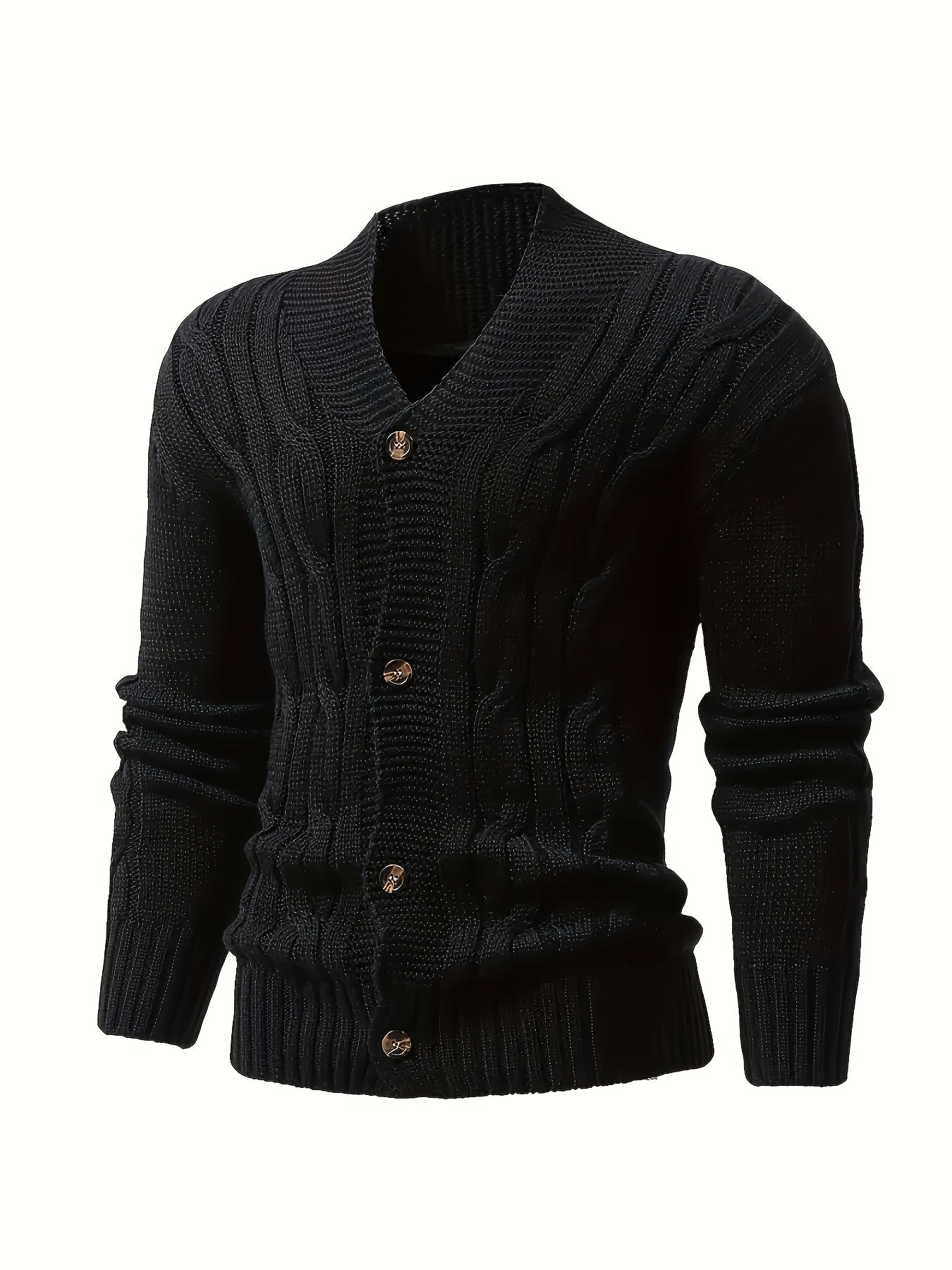 Men's V-Neck Knitted Cardigan Solid Color Acrylic Casual Autumn Winter Top
