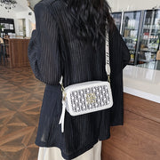 Korean Style Crossbody Bag with Contrast PU Shoulder Strap and Letter Print