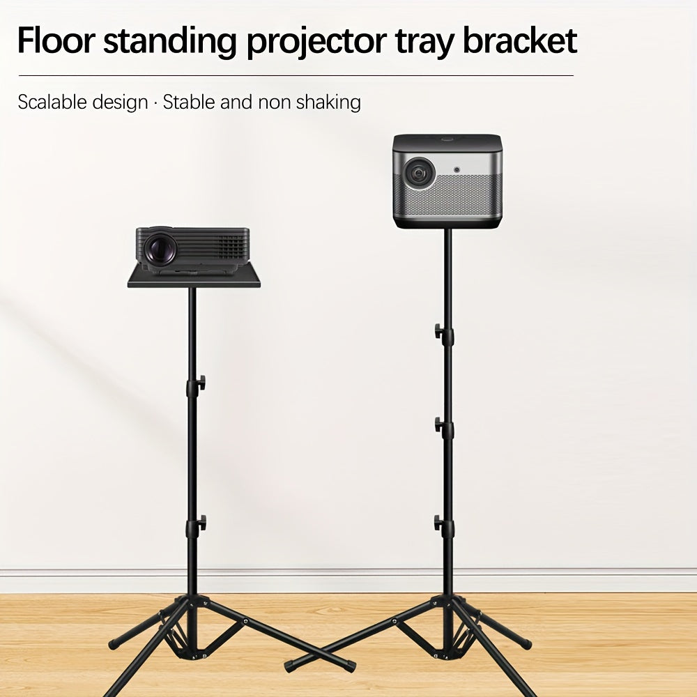 Adjustable 1.6M Iron Projector Stand with Tray Foldable Three-Legged Design