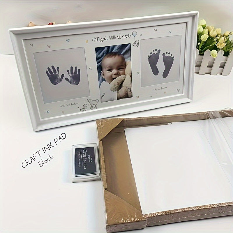 Family Photo Frame for Wall Display with Handprint and Footprint Designs for Milestones