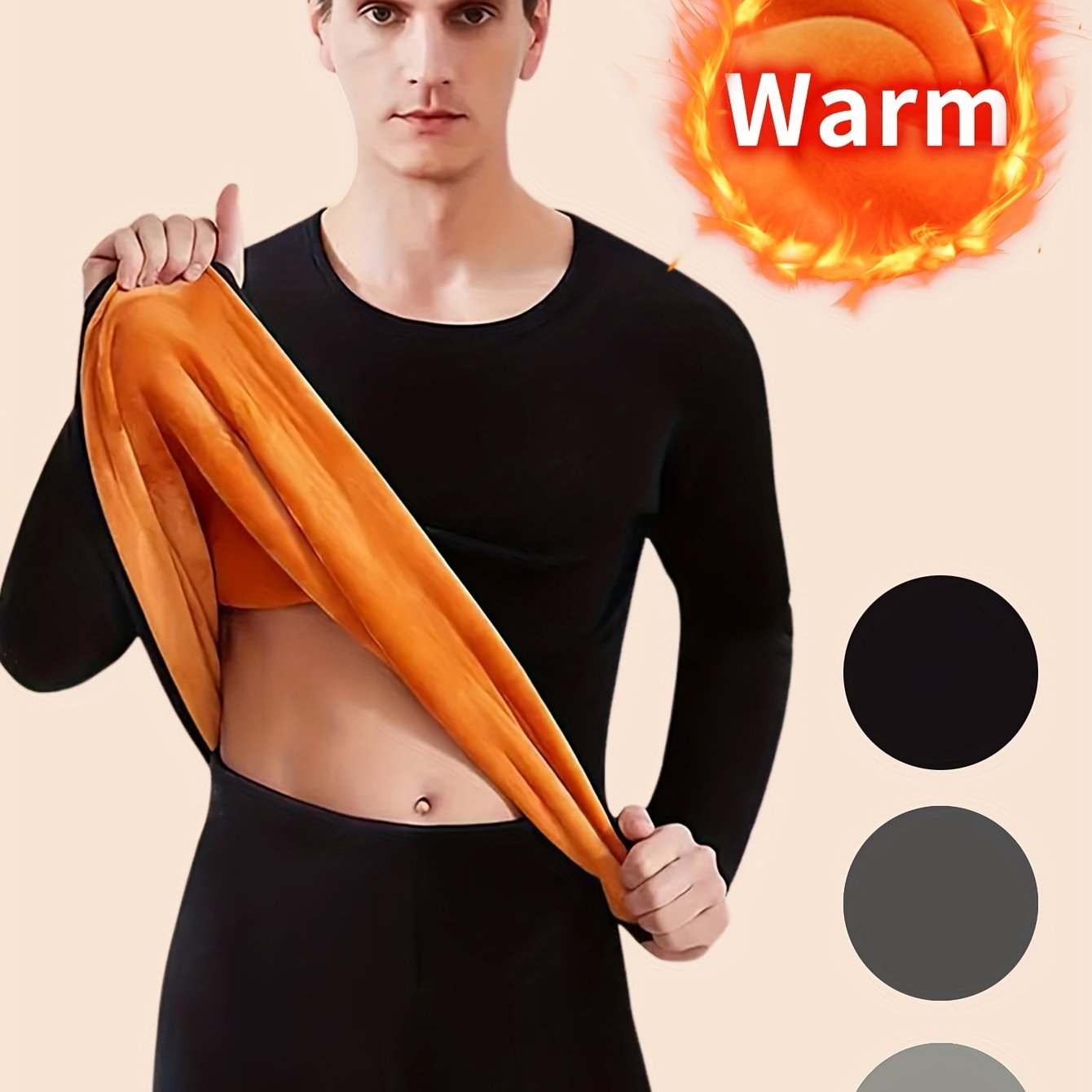 Мужской зимний флисовый пижамный комплект с круглым вырезом, однотонная трикотажная ткань, узкие штаны