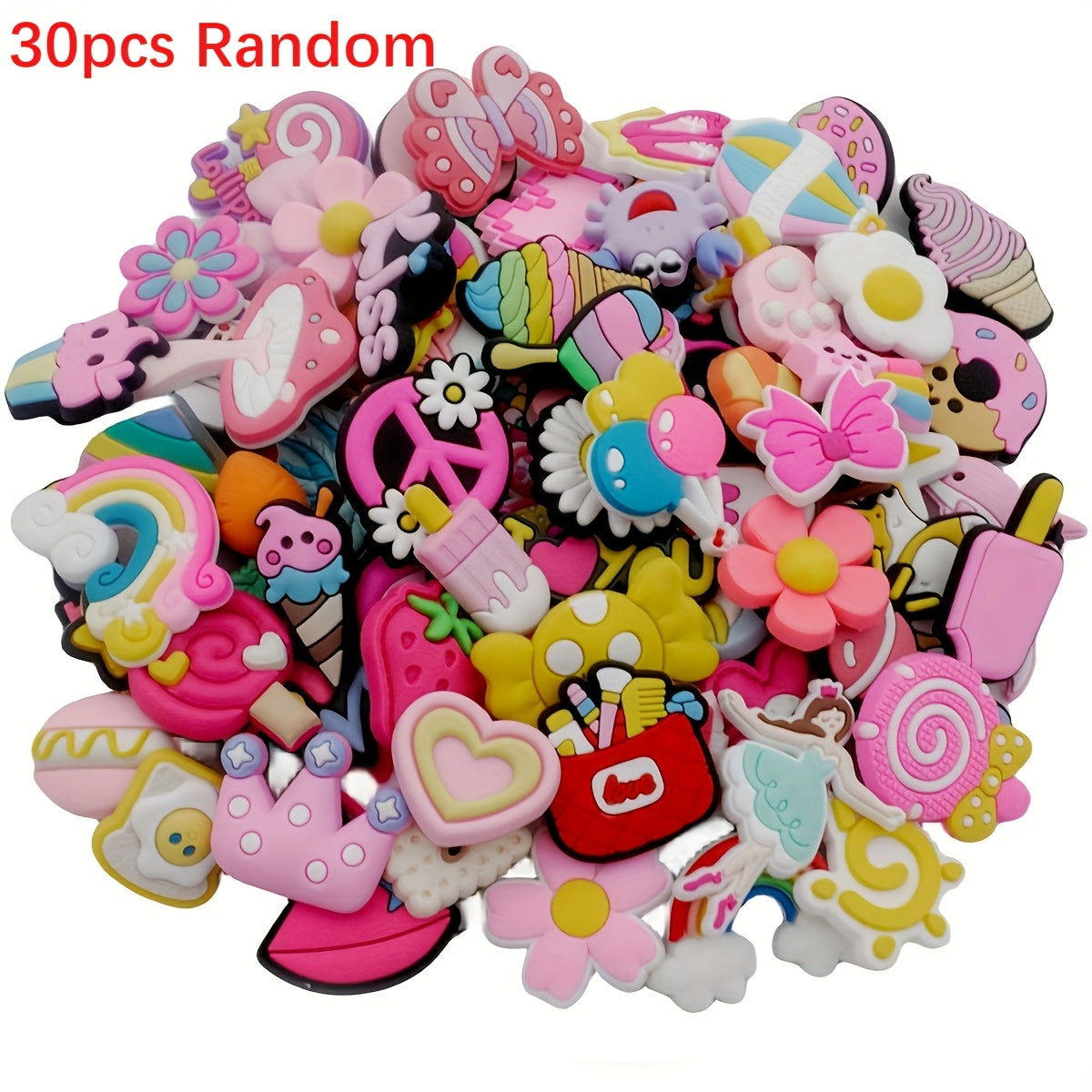 Pink PVC Shoe Decorations for Girls, DIY Craft Accessories, 20/30/50 pcs