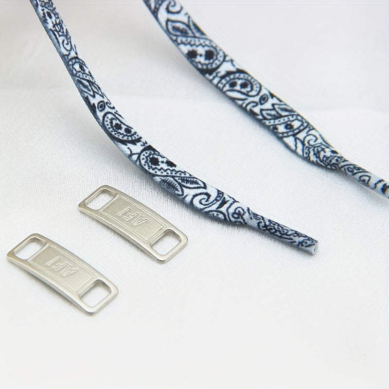 Unisex Flat Shoelaces with Decorative Buckles for Canvas and Sports Shoes