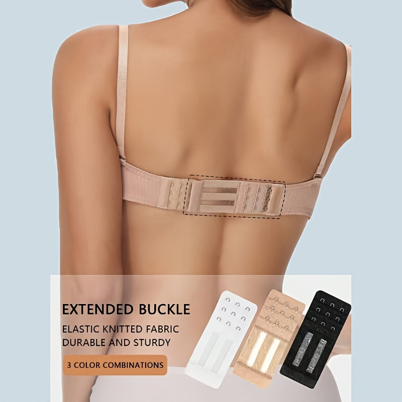 Set of 3 Women's Adjustable Bra Extenders with Elastic Knit Fabric