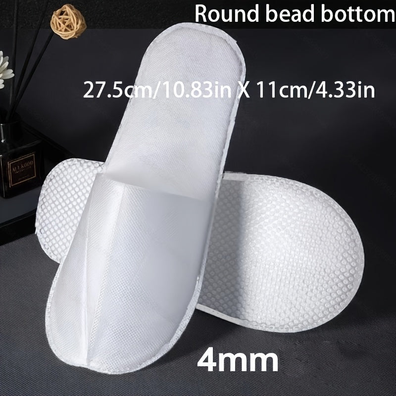 10 Pcs Unisex Disposable Slippers Soft Non-Woven Fabric White Black Sole