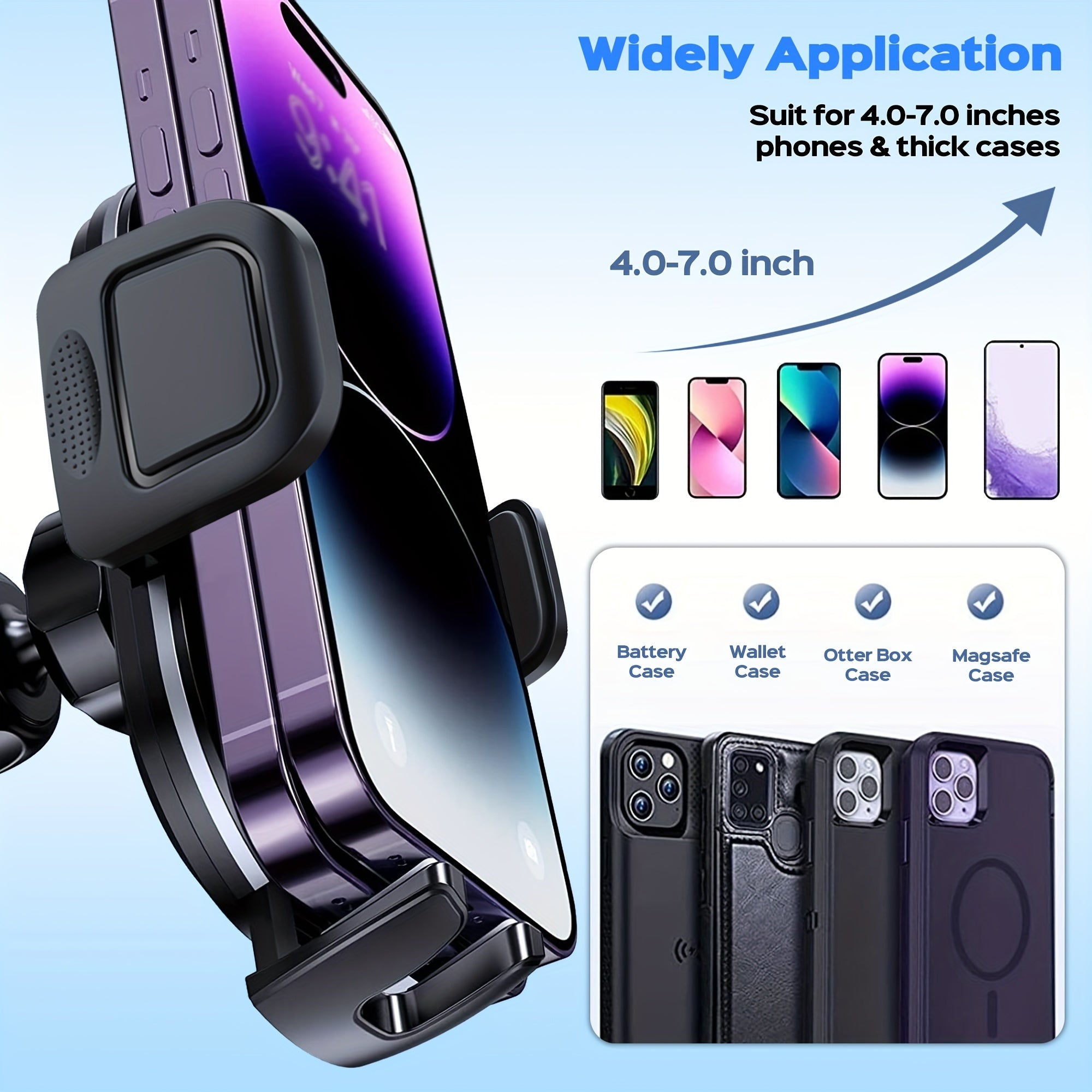 Soporte universal para teléfono de coche con brazo oscilante para compatibilidad con rejillas de ventilación