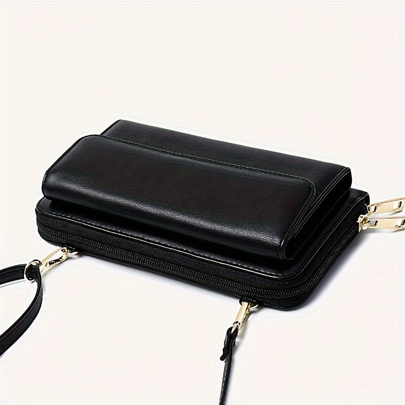 Women's Crossbody Phone Bag RFID Blocking Touch Screen Synthetic Leather Adjustable Strap Black Red Blue