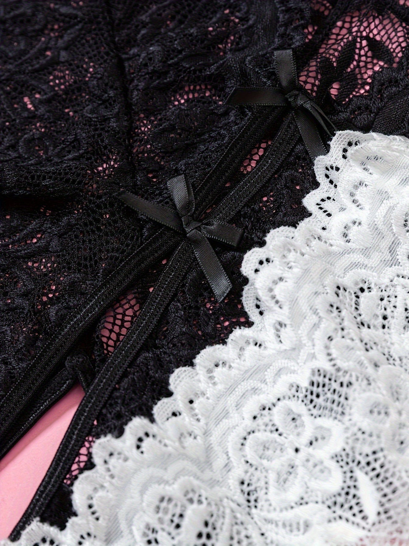 Body de encaje para mujer, body de encaje con entrepierna abierta, lencería para coquetear