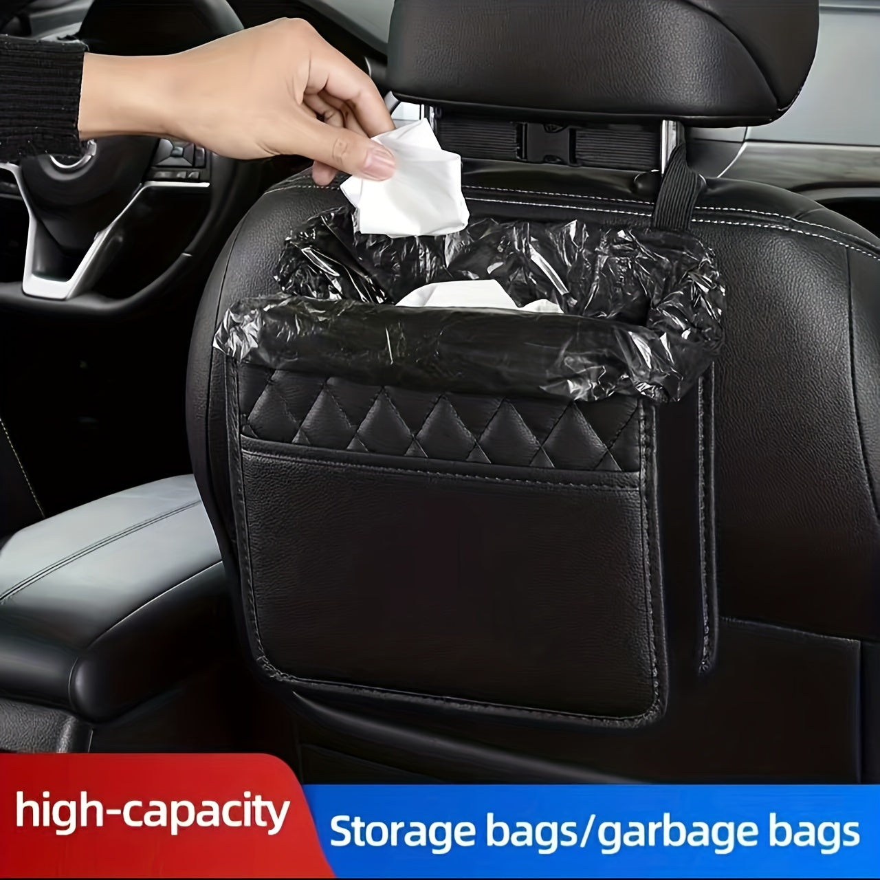 Car Seat Organizer with 360° Rotation Large Capacity Storage and Phone Holder