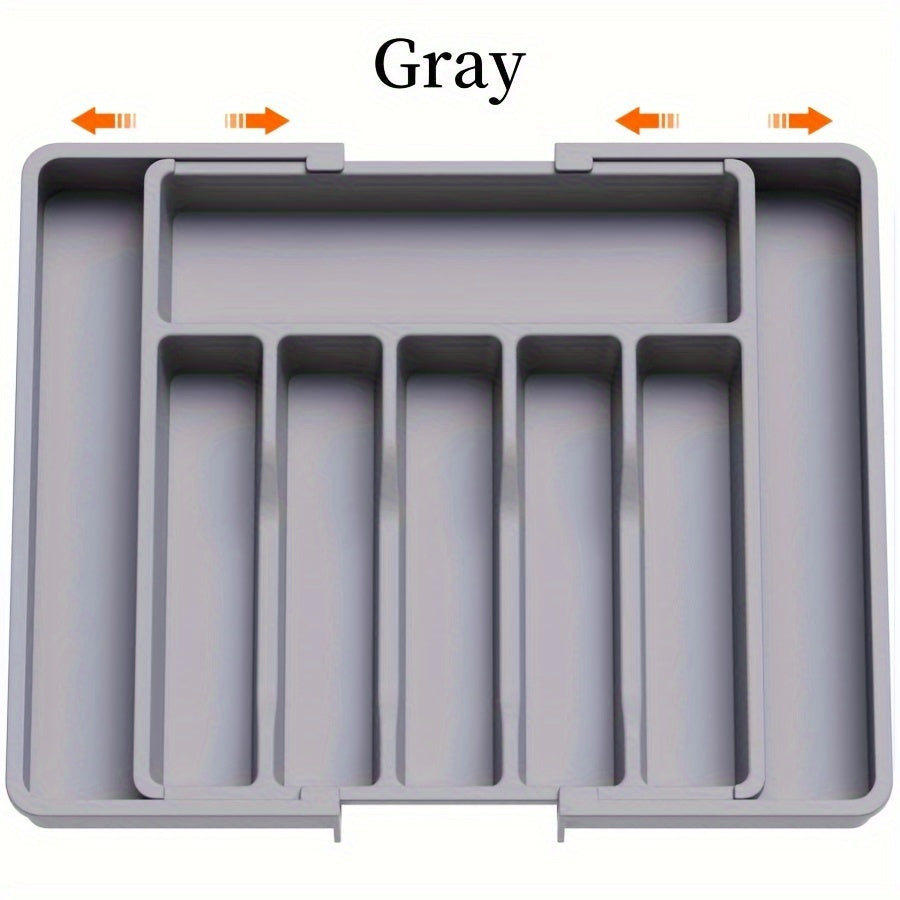 Large Expandable Kitchen Utensil Tray BPA-Free Plastic Silverware Drawer Organizer