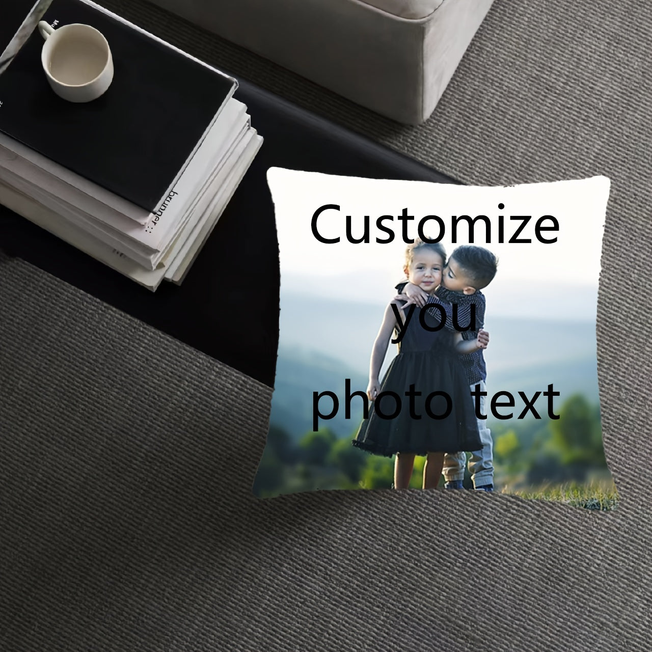 Custom Short Plush Cushion Cover with Wedding Photo Personalized Pillowcase for Home Decor