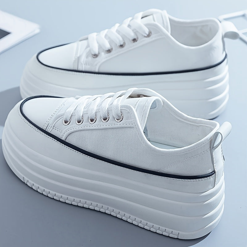 Women's Small White Fashion Shoes Lace-Up Plain Toe All-Season Man-Made Materials