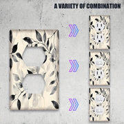 Qora va oq abstrakt yaproq naqshli yorug'lik kaliti qopqog'i fermadek dekor uchun