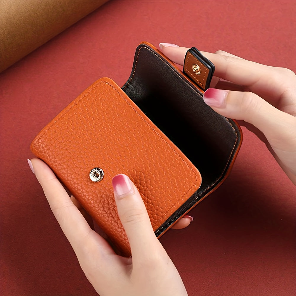 Women's Colorblock Short Wallet with Multiple Card Slots and Snap Closure
