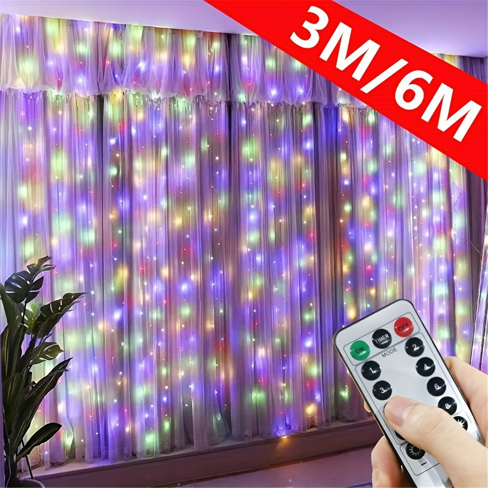 LED Curtain Lights Multi-Color Indoor Decor for Weddings Birthdays Christmas Halloween