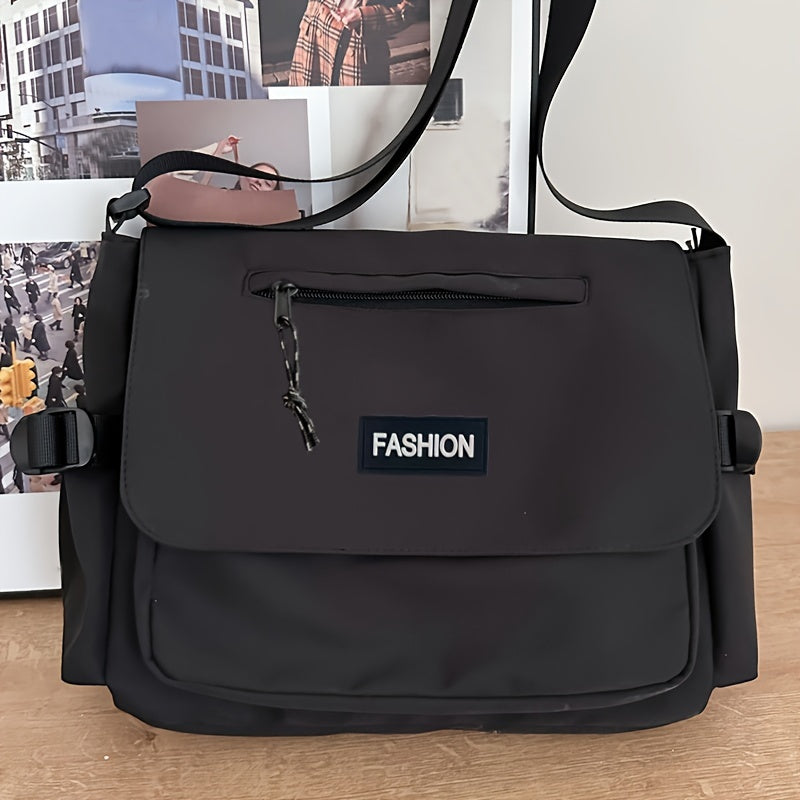 Harajuku Style Crossbody Bag for Men and Women Nylon Tassel Black