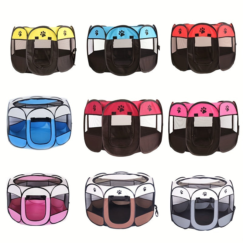 Foldable Cat Tent Bed with Paw Print Design, Polyester, Indoor Outdoor Use