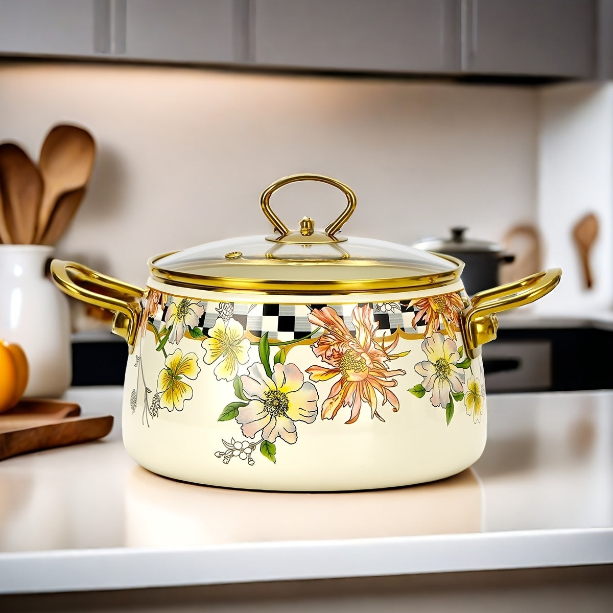 Qoplangan pishirish qozoni, pishirish va bug'lash uchun bardoshli keramik oshxona anjomlari