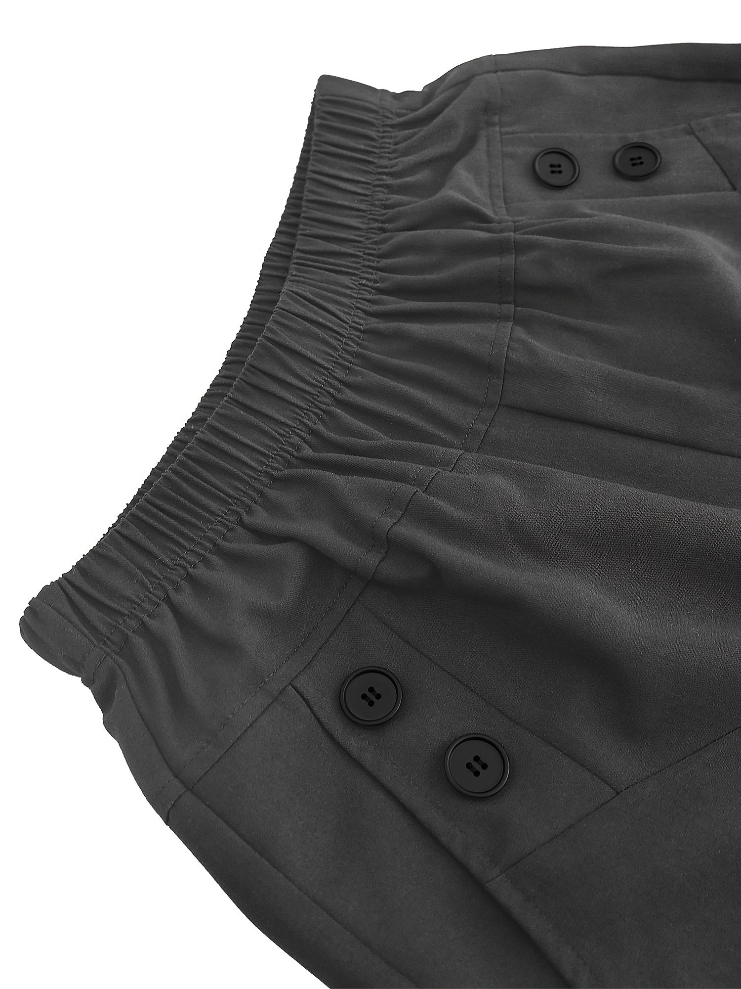 Women's Solid Color Tapered Pants with Dual Pockets Elastic Waist for Office Work