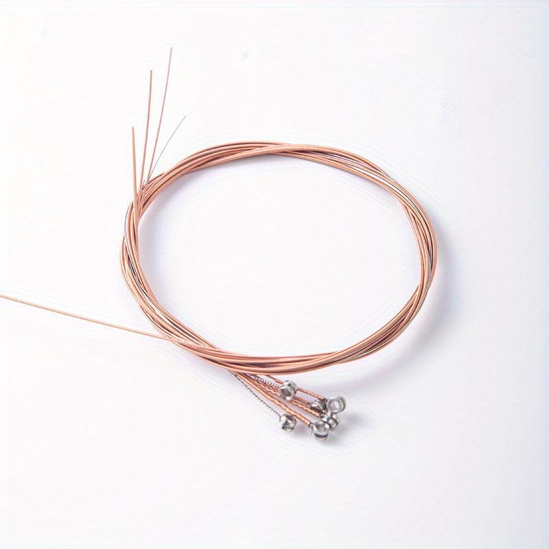 6pcs Acoustic Guitar Strings Bronze Coated Steel Replacement Set Yellow