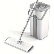 Qo'ldan ozod ishlash bilan o'z-o'zini siqadigan tekis mop, zanglamaydigan po'lat va plastmassa konstruktsiyasi, nam va quruq tozalash uchun mos. Yashash xonasi, yotoqxona, hammom, oshxona va hojatxona uchun qayta ishlatiladigan padlar bilan ta'minlangan.