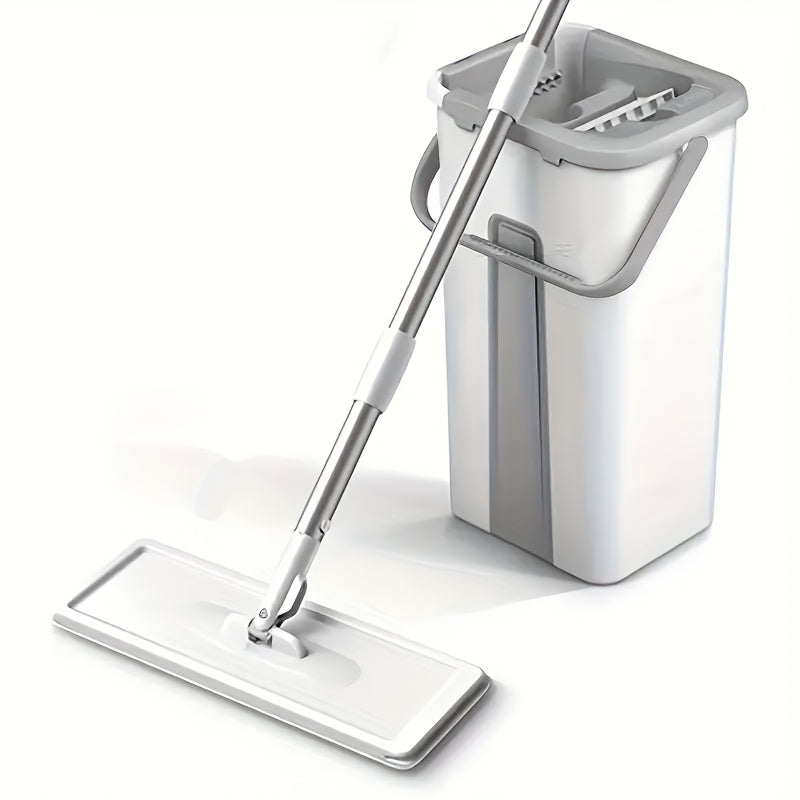 Qo'ldan ozod ishlash bilan o'z-o'zini siqadigan tekis mop, zanglamaydigan po'lat va plastmassa konstruktsiyasi, nam va quruq tozalash uchun mos. Yashash xonasi, yotoqxona, hammom, oshxona va hojatxona uchun qayta ishlatiladigan padlar bilan ta'minlangan.