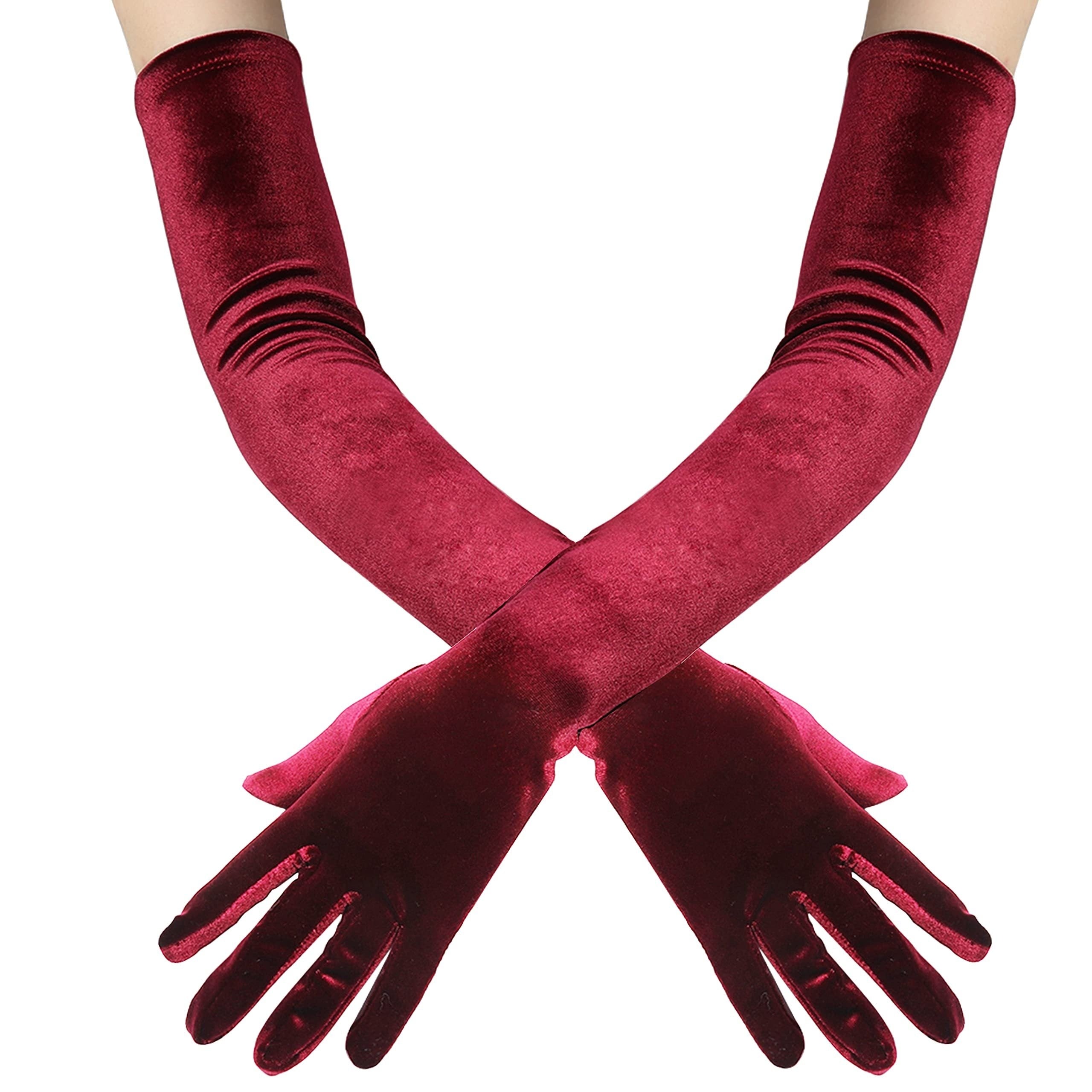 Vintage Velvet Gloves for Women Autumn Winter Dress Up Party Prom Accessory