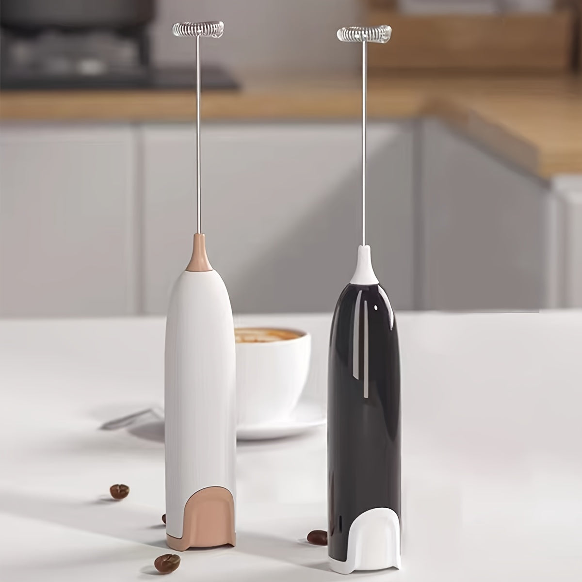 Electric Milk Frother Plastic Drink Foamer Whisk Mixer 1000RPM Battery Powered