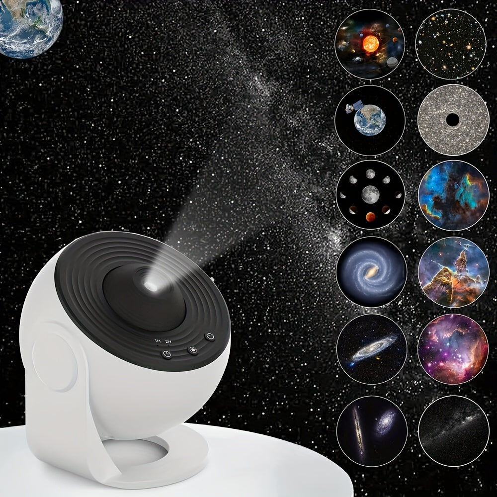 Galaxy Projector Light with 360° Rotation and 12 HD Star Film for Bedroom Decor