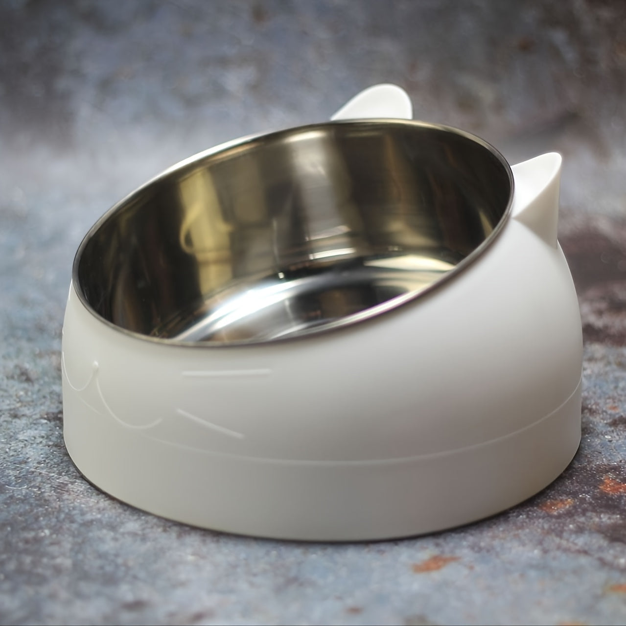 Raised Stainless Steel Cat Food Bowl with Non-Slip Base and 100ml Capacity