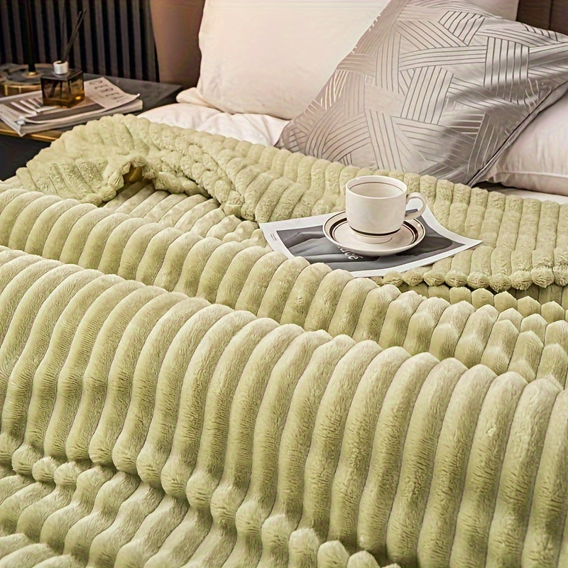 Plush Checkered Rabbit Fur Effect Blanket for Cold Nights and Cozy Snuggling