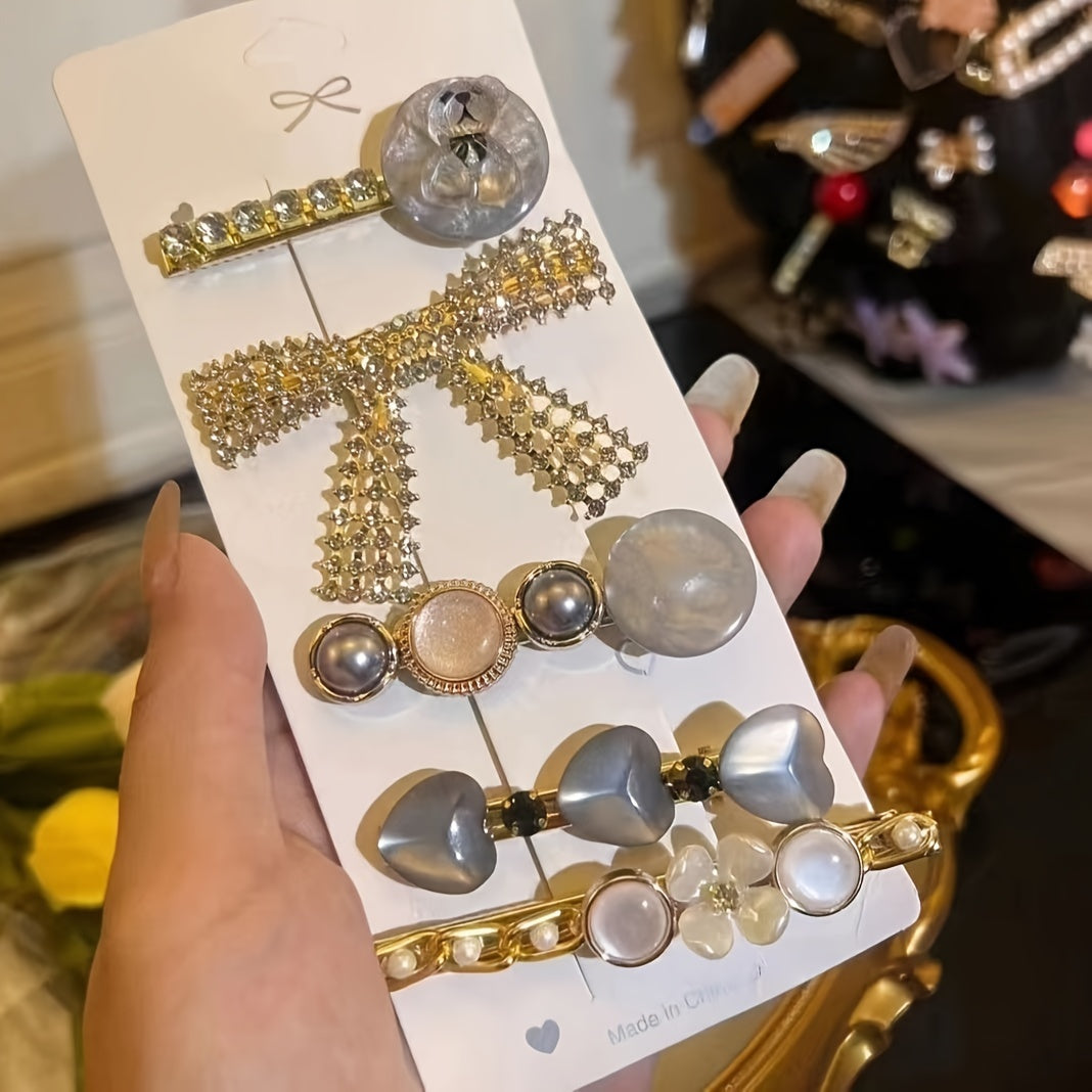 Women's Pearl and Gold Hair Clips Set Elegant Hair Accessories for Women