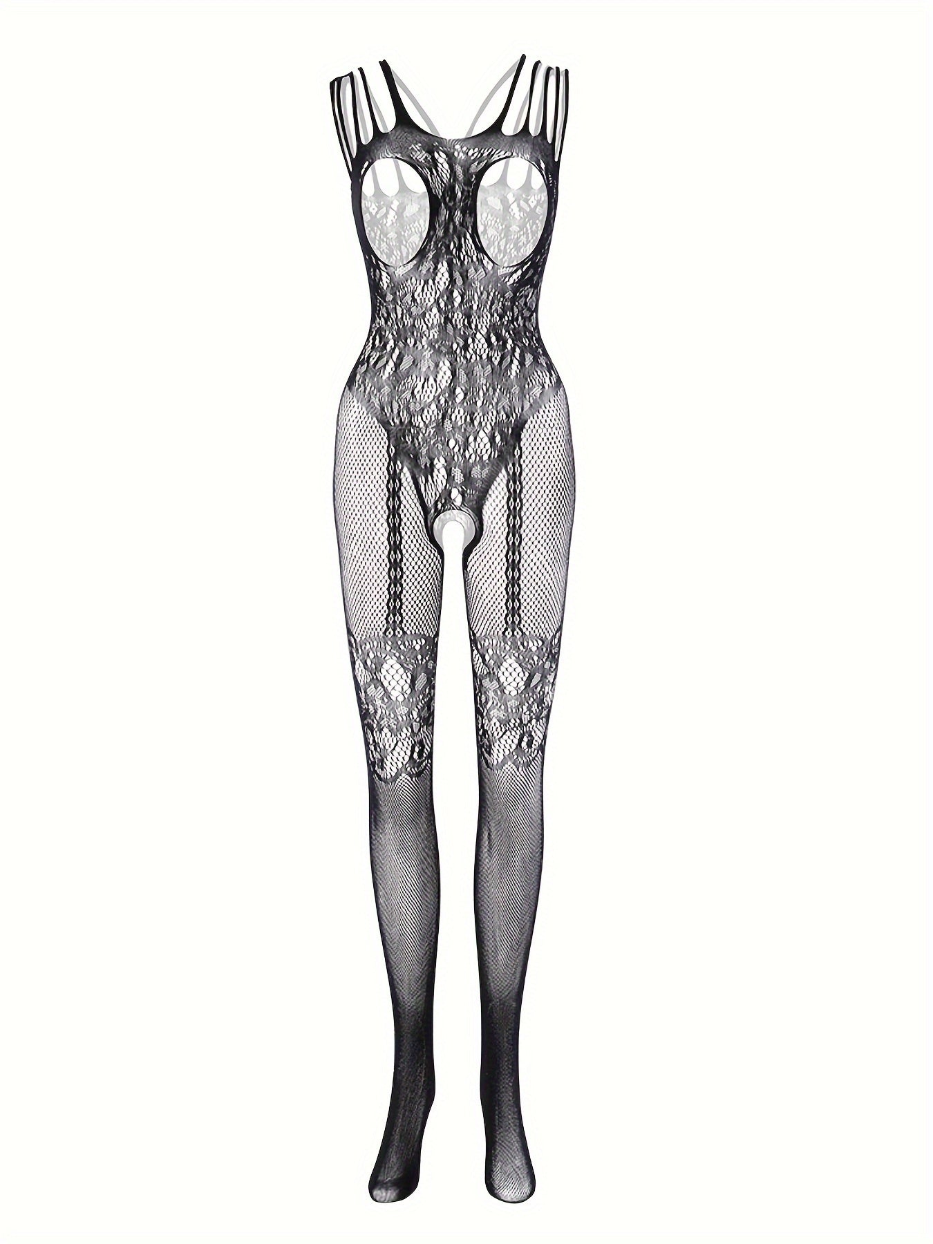 Боди из прозрачной цветочной сетки большого размера с высокой эластичностью, открытая грудь, клубная одежда