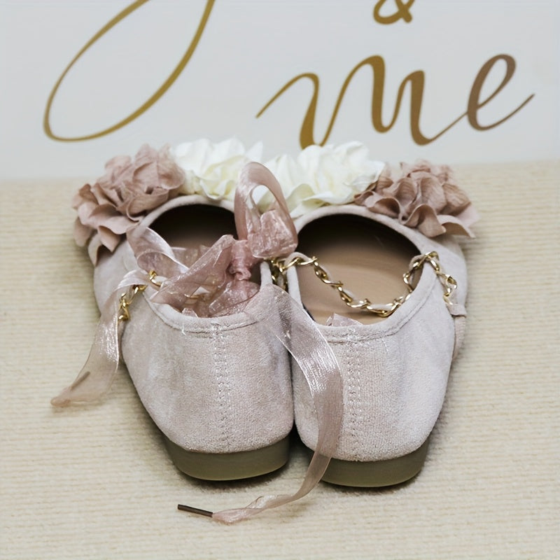 Women's Floral Mary Jane Flats Synthetic Upper Rubber Sole All-Season Comfort