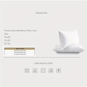 Luxury White Goose Feather and Down Pillow with Breathable All-Season Bedding